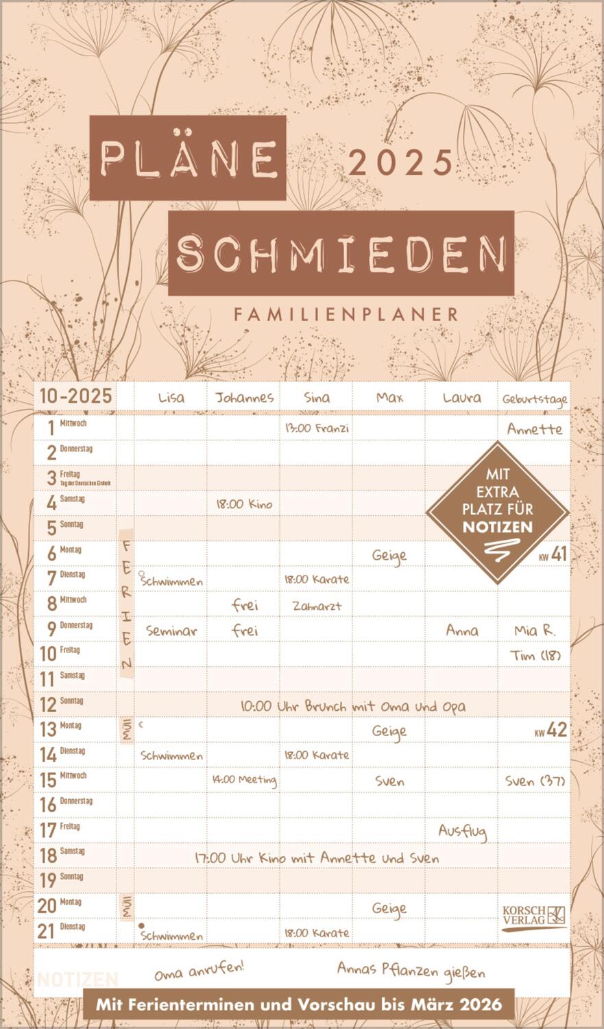 Cover: 9783731880417 | Premium Familienplaner Pläne schmieden 2025 | Verlag Korsch | Kalender