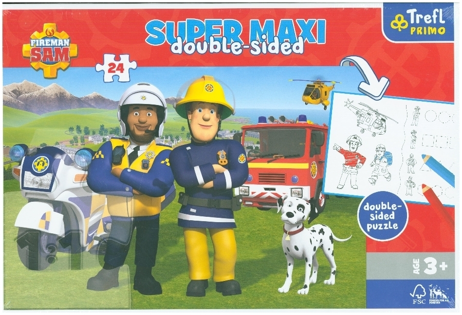 Cover: 5900511410150 | Primo Super Maxi Puzzle 24 Teile und Malvorlage Feuerwehrmann Sam