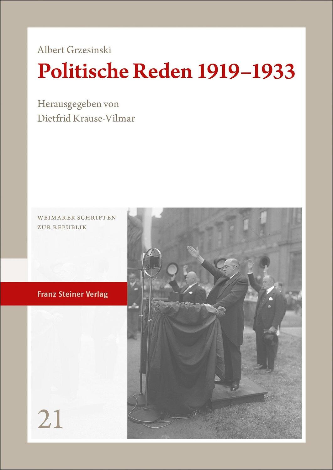 Cover: 9783515133180 | Politische Reden 1919-1933 | Albert Grzesinski | Taschenbuch | Deutsch