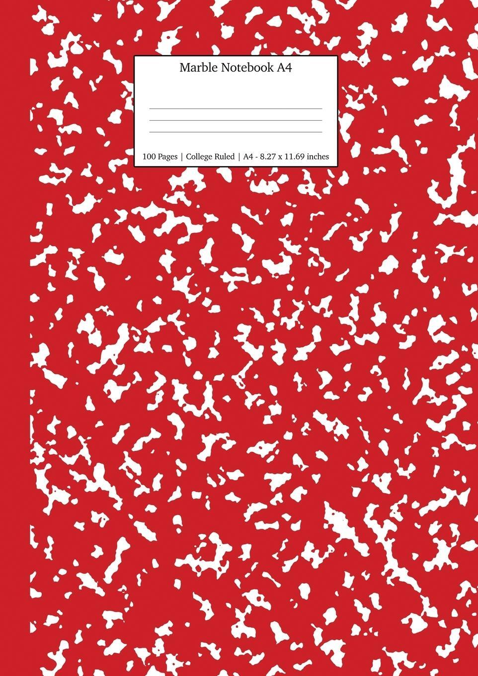 Cover: 9781989387788 | Marble Notebook A4 | Red Marble College Ruled Journal | Press | Buch