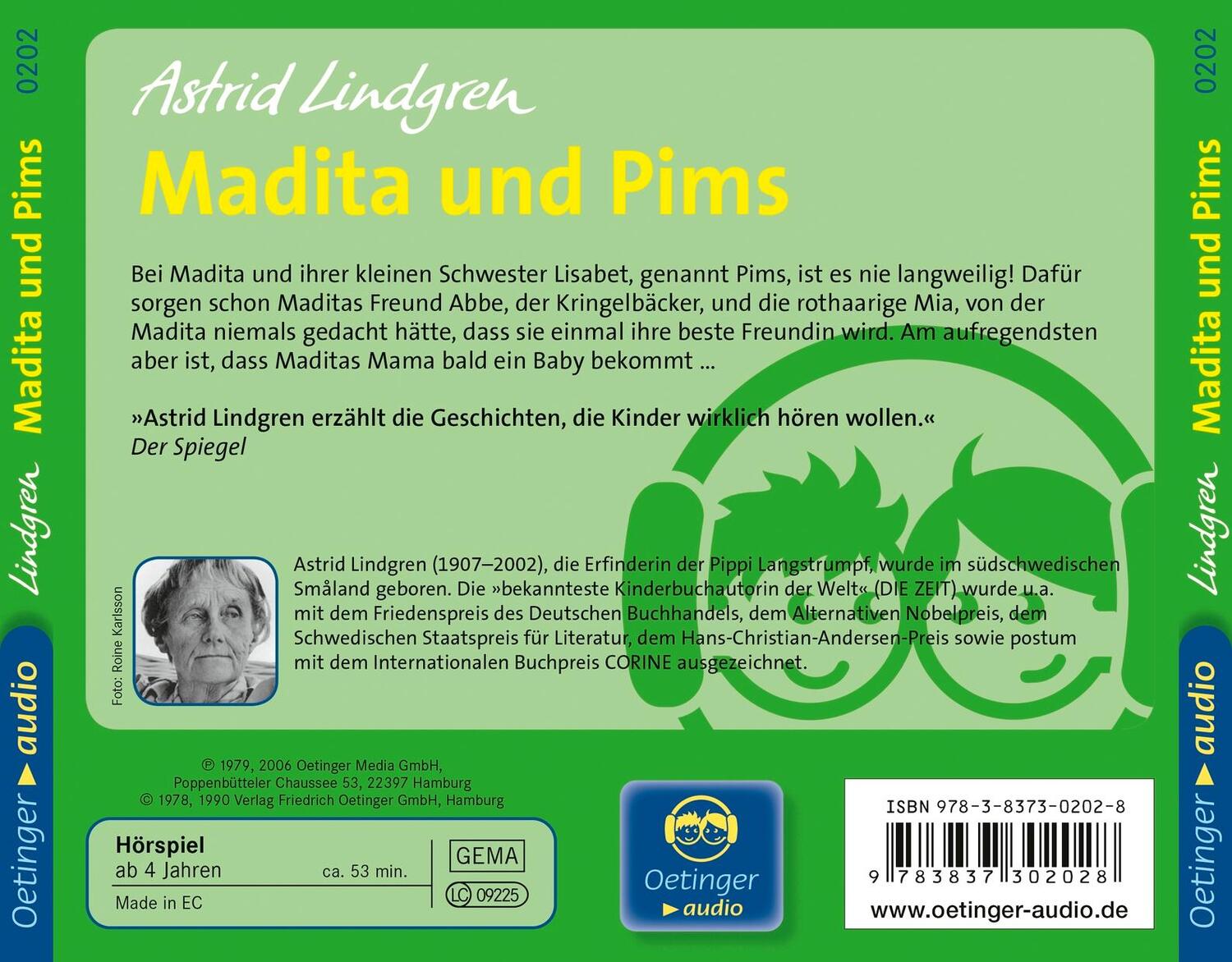 Rückseite: 9783837302028 | Madita und Pims. CD | Astrid Lindgren | Audio-CD | Oetinger Audio