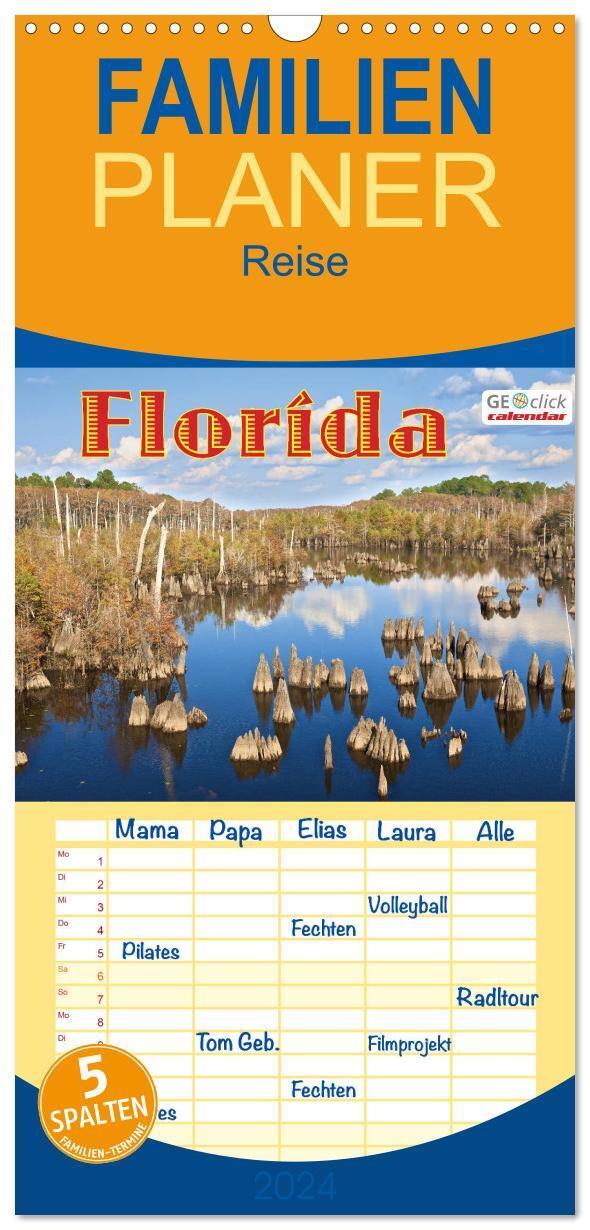 Cover: 9783383009006 | Familienplaner 2024 - GEOclick calendar: Florida mit 5 Spalten...