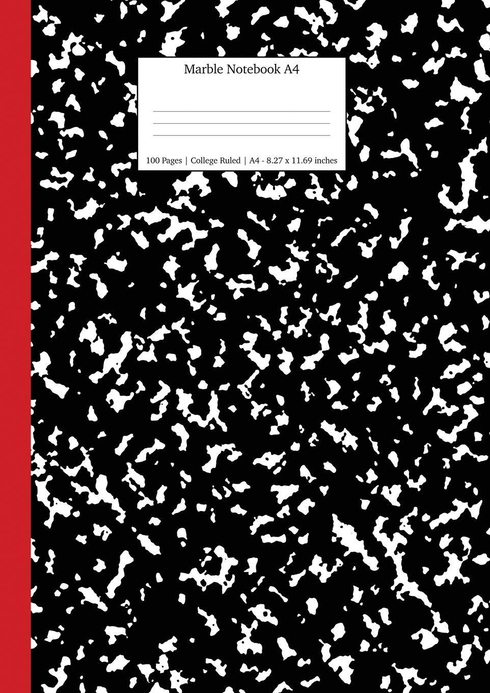 Cover: 9781989790588 | Marble Notebook A4 | Black and Red Spine College Ruled Journal | Press