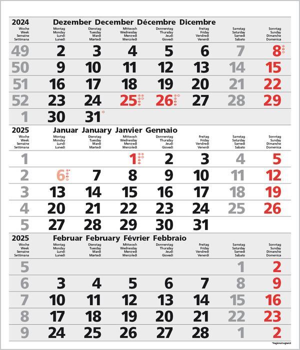 Bild: 9783731877530 | 3-Monats-Planer Comfort Grau 2025 | Verlag Korsch | Kalender | 12 S.
