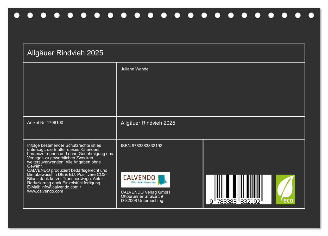 Bild: 9783383832192 | Allgäuer Rindvieh 2025 (Tischkalender 2025 DIN A5 quer), CALVENDO...