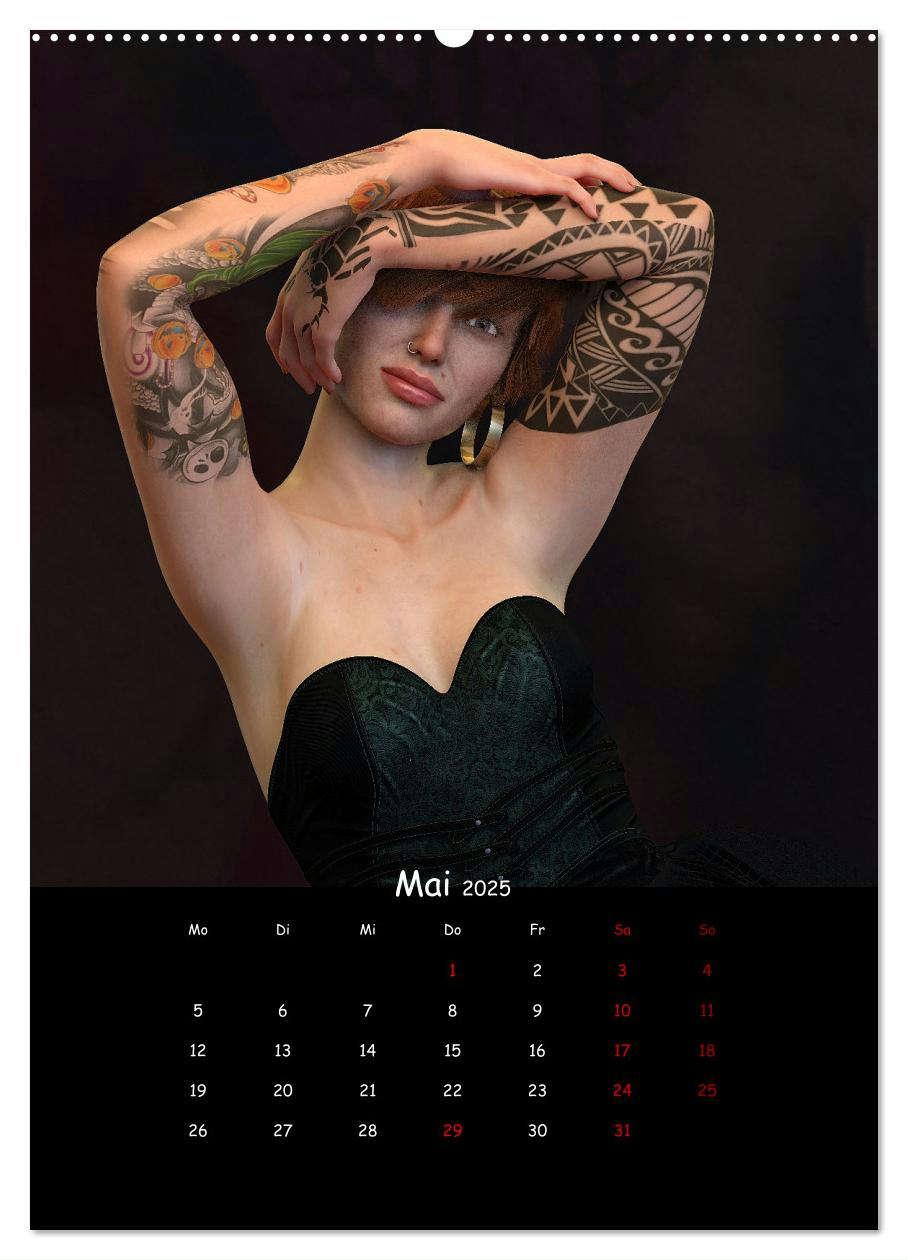 Bild: 9783435890378 | Portraits von tätowierten Frauen (Wandkalender 2025 DIN A2 hoch),...