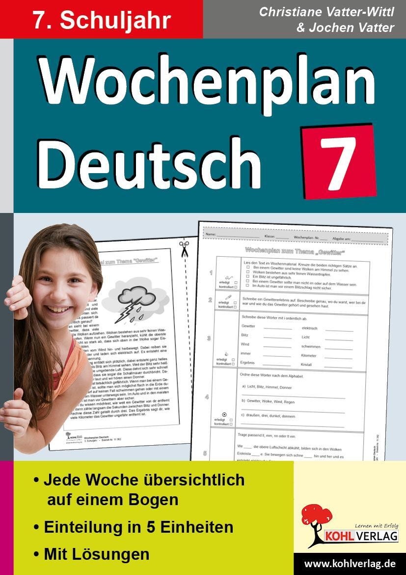 Cover: 9783956867477 | Wochenplan Deutsch / 7. Schuljahr | Buch | Wochenplan | Deutsch | 2015