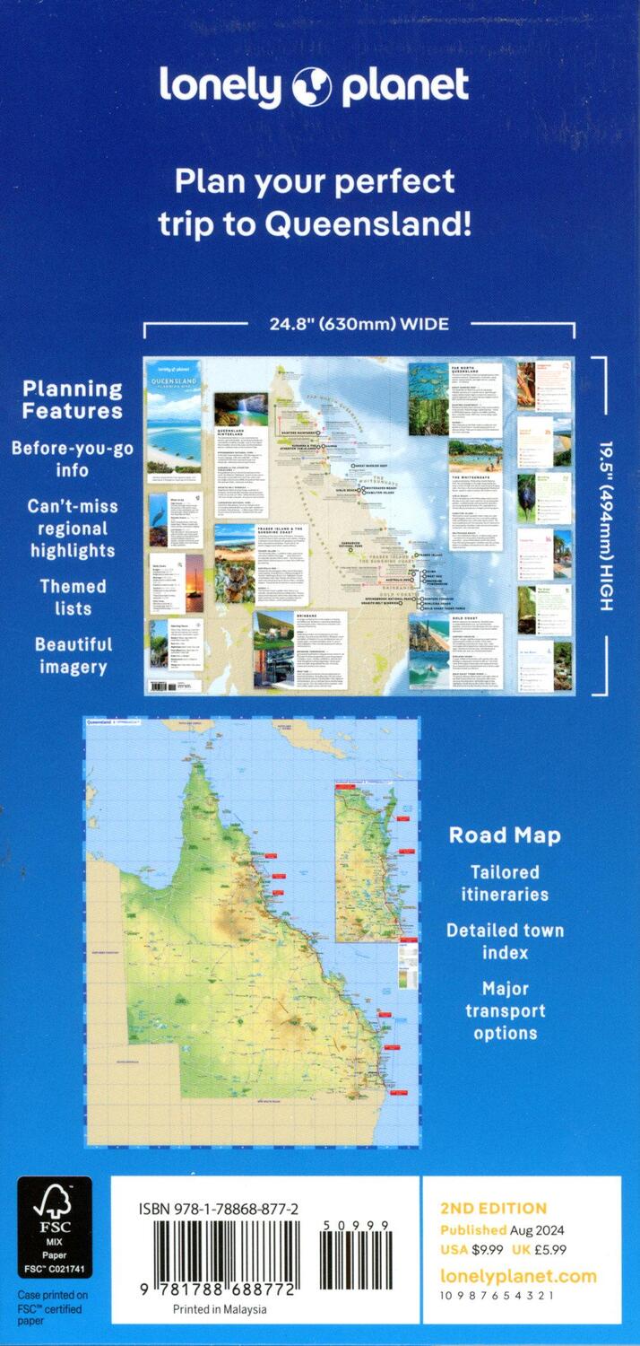 Bild: 9781788688772 | Lonely Planet Queensland Planning Map | (Land-)Karte | Englisch | 2024