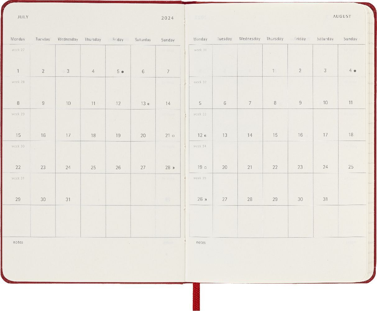 Bild: 8056598856552 | Moleskine 12 Monate Tageskalender 2024, Pocket/A6, Scharlachrot | Buch