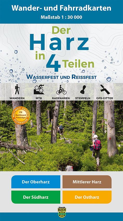 Cover: 9783945974049 | Der Harz in 4 Teilen. Wander- und Fahrradkartenset 1 : 30 000 | V.