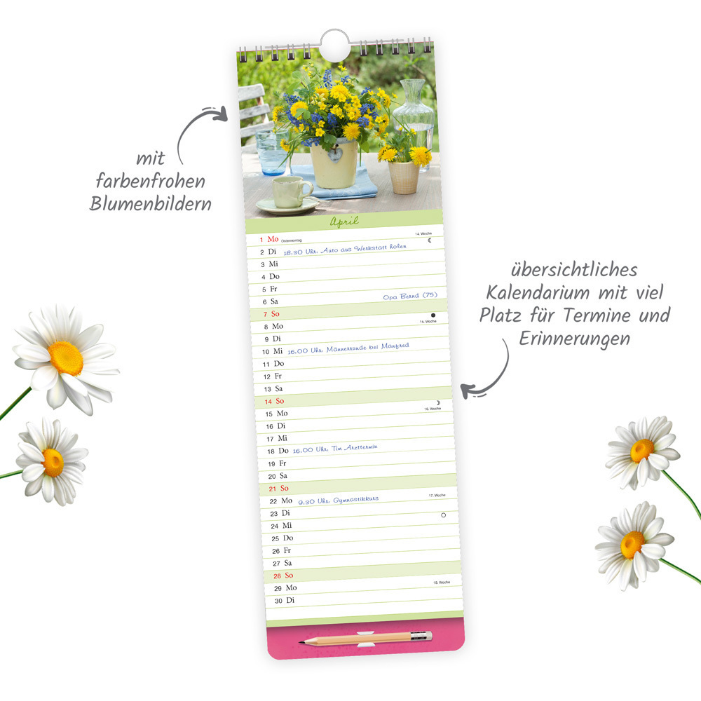 Bild: 9783988020246 | Trötsch Notizkalender mit Stift Hochformat Blumen 2024 | Co.KG | 24 S.
