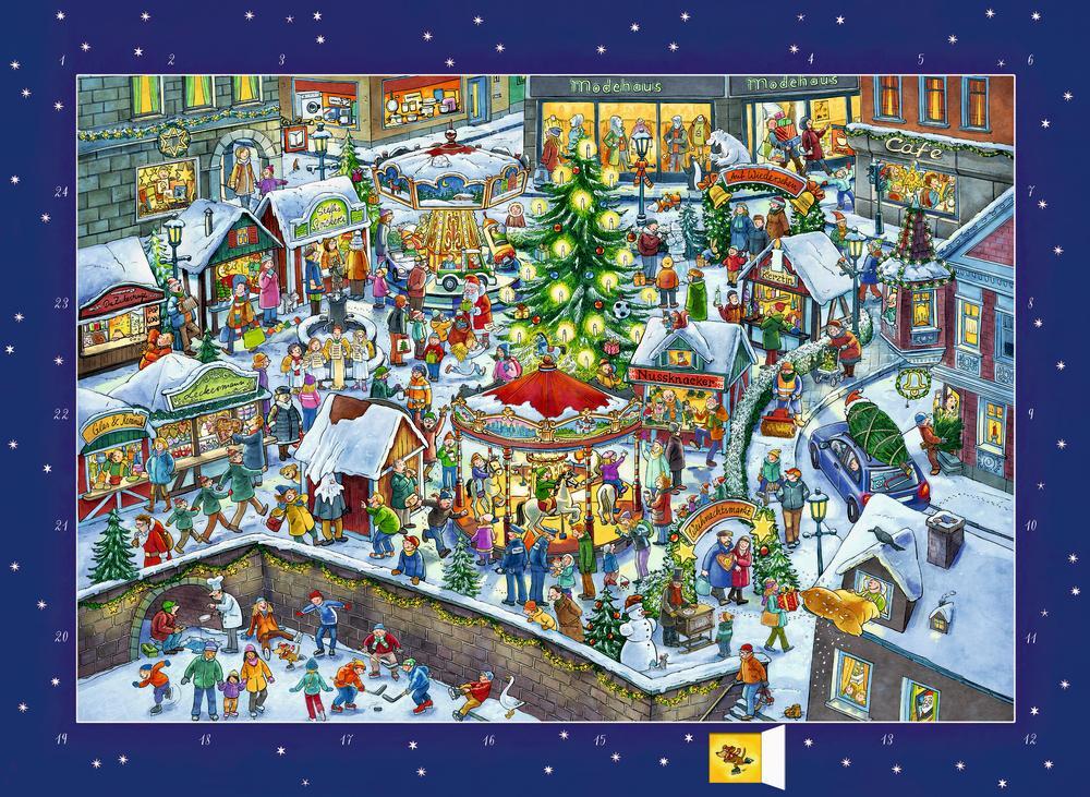 Cover: 4050003725352 | Wandkalender Wimmeliger Weihnachtsmarkt | Adventskalender | Kalender