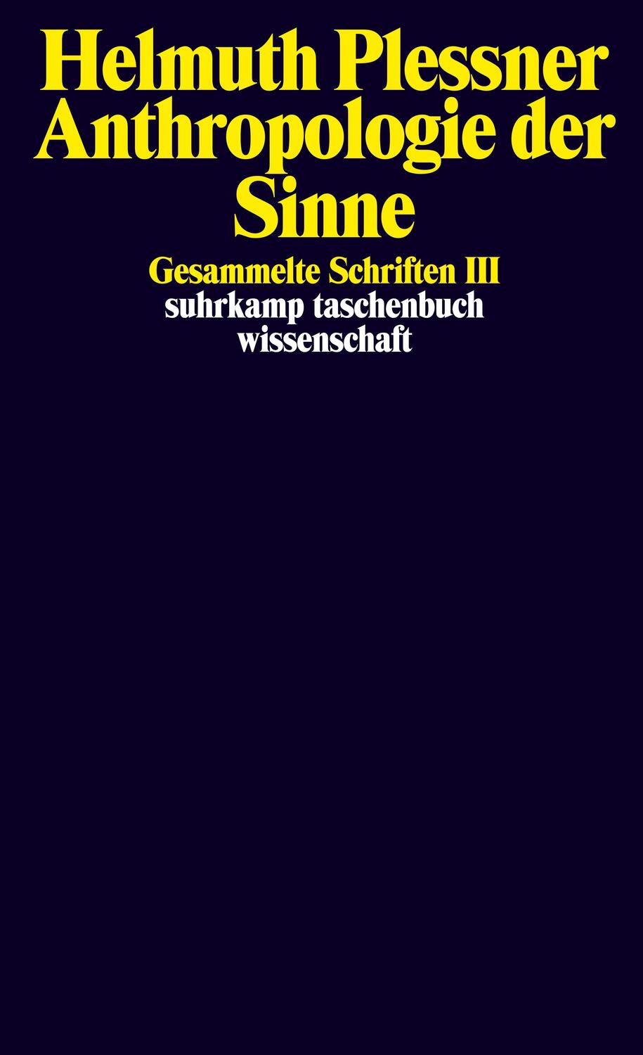 Cover: 9783518292266 | Gesammelte Schriften 3. Anthropologie der Sinne | Helmuth Plessner