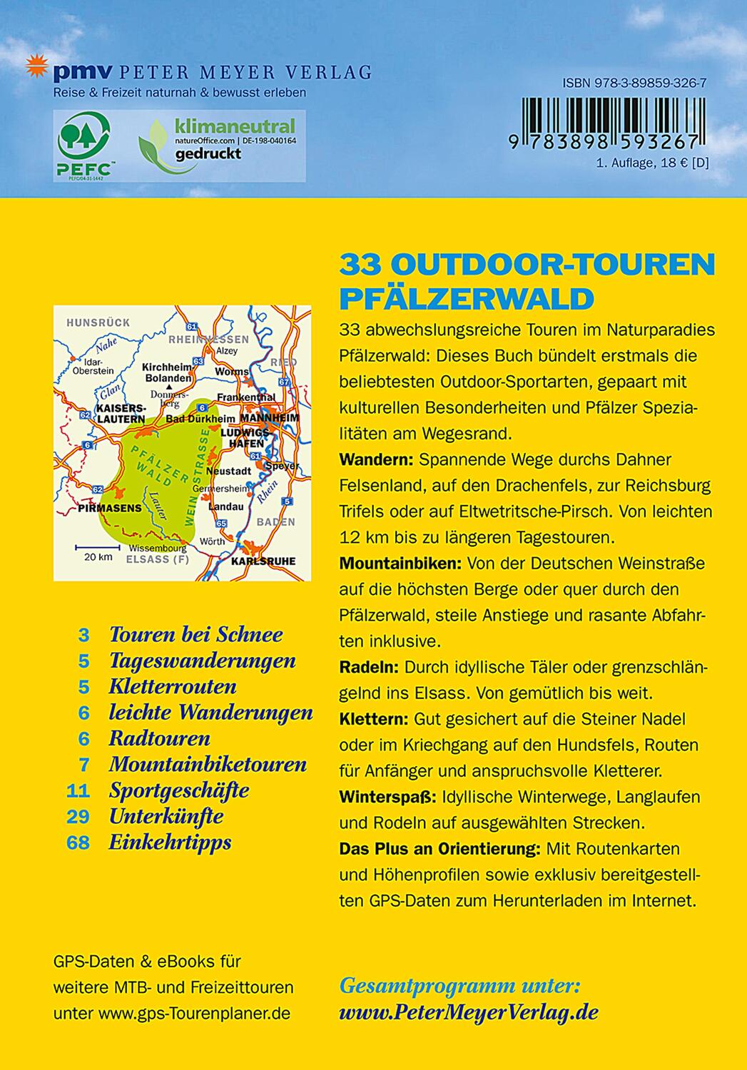 Rückseite: 9783898593267 | 33 Outdoor-Touren Pfälzerwald | Steffen Wulfes | Taschenbuch | Deutsch