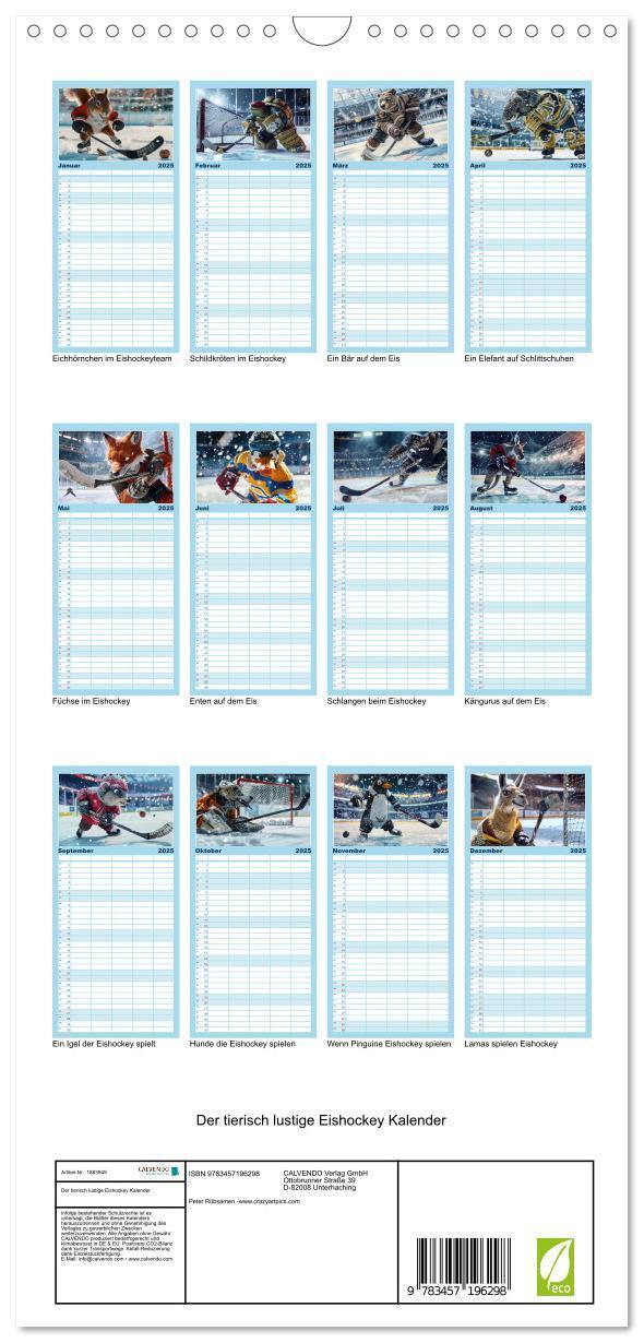 Bild: 9783457196298 | Familienplaner 2025 - Der tierisch lustige Eishockey Kalender mit 5...