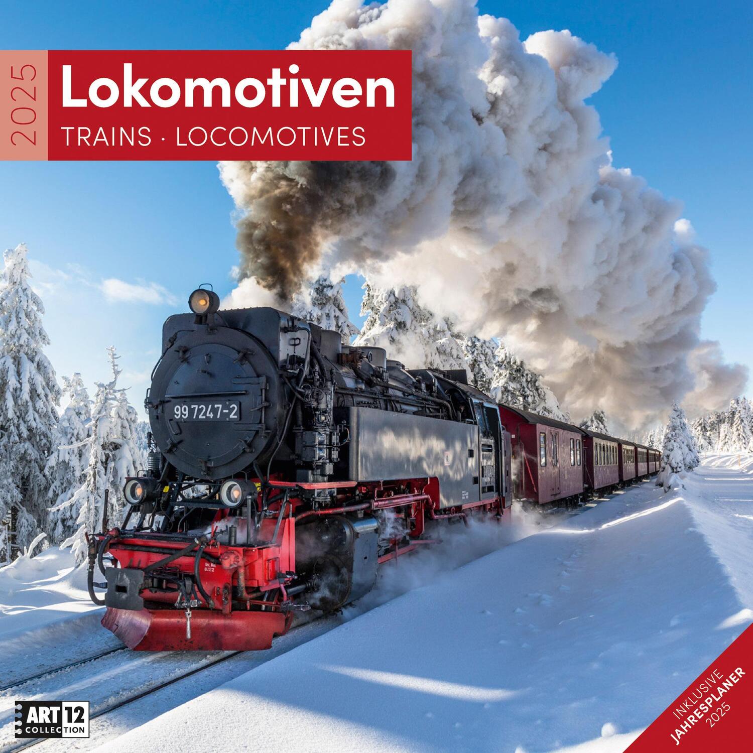 Cover: 9783838445151 | Lokomotiven Kalender 2025 - 30x30 | Ackermann Kunstverlag | Kalender