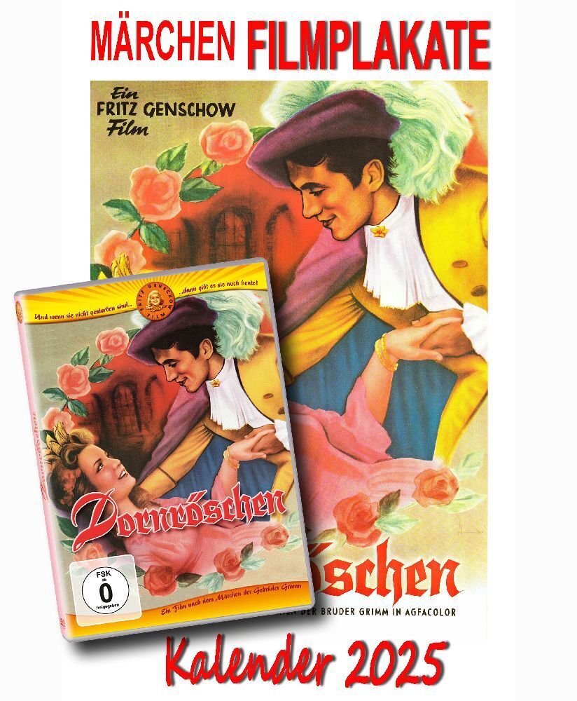 Cover: 4049174486032 | Dornröschen + Märchen Filmplakate Kalender 2025, 1 DVD + Kalender