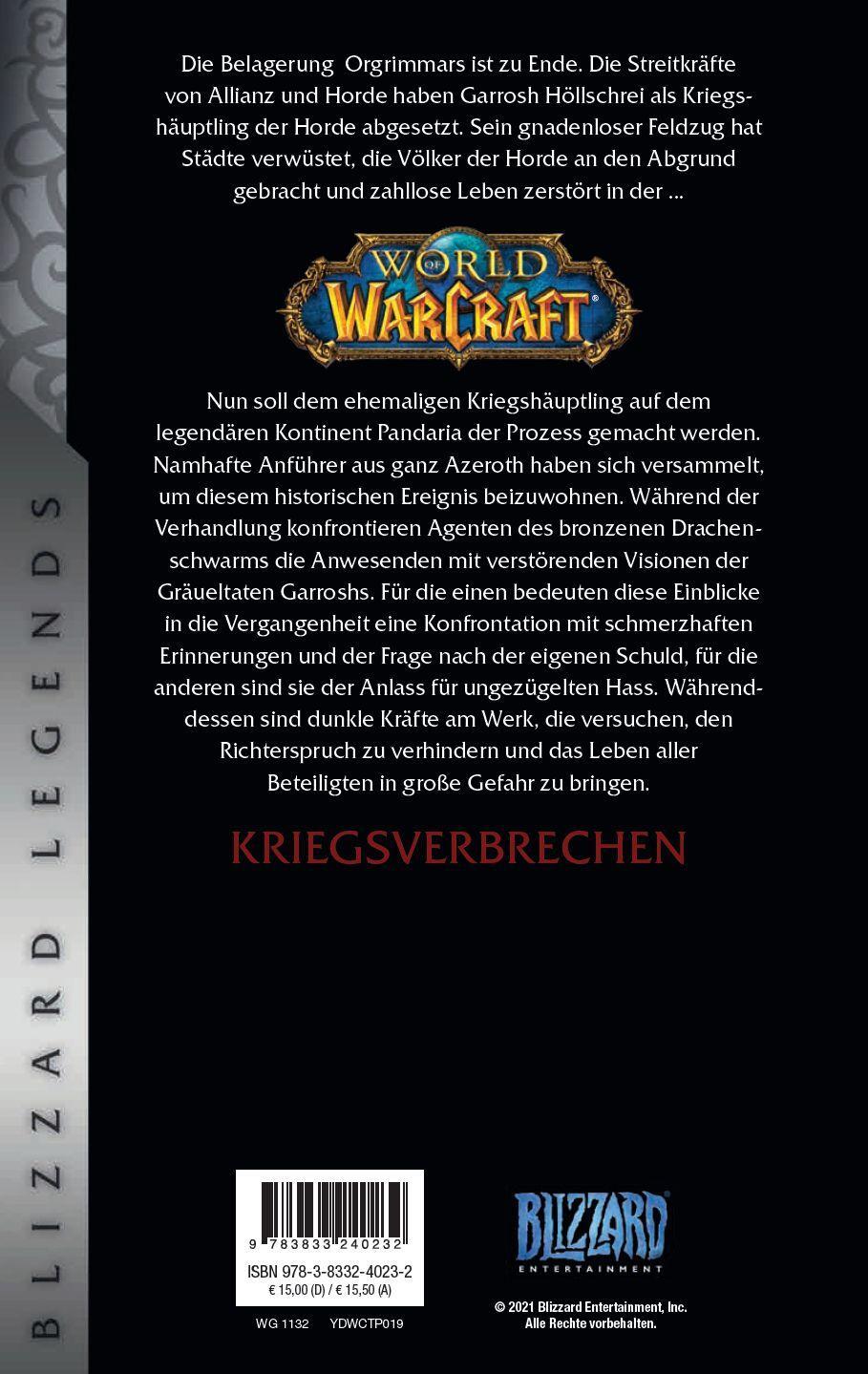 Rückseite: 9783833240232 | World of Warcraft: Kriegsverbrechen | Blizzard Legends | Golden | Buch
