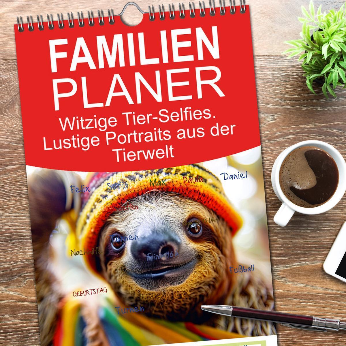 Bild: 9783457193464 | Familienplaner 2025 - Witzige Tier-Selfies. Lustige Portraits aus...