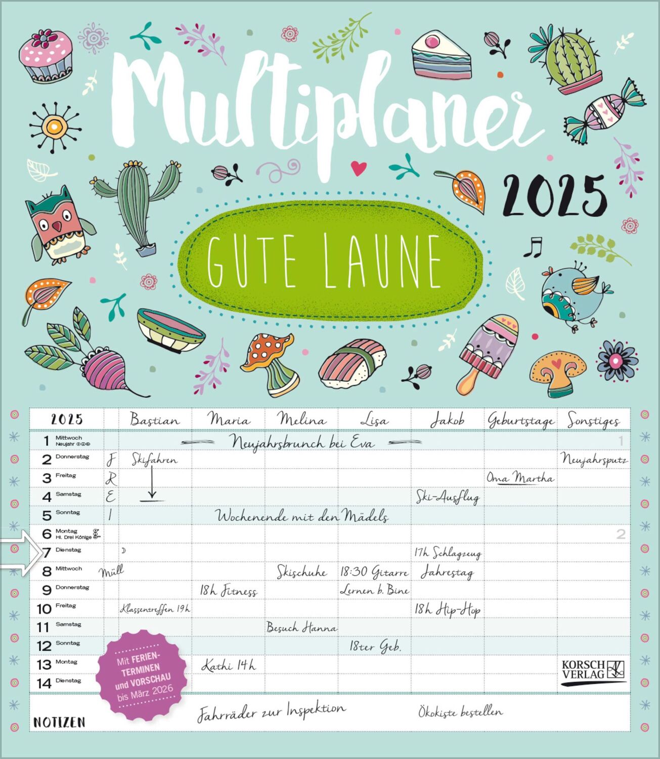 Cover: 9783731877165 | Multiplaner - Gute Laune 2025 | Mo Büdinger | Kalender | 14 S. | 2026