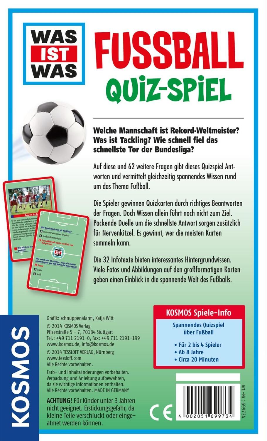 Bild: 4002051699734 | Was ist Was Fußball Quiz-Spiel | Mitbring-Spiel für 2 - 4 Spieler