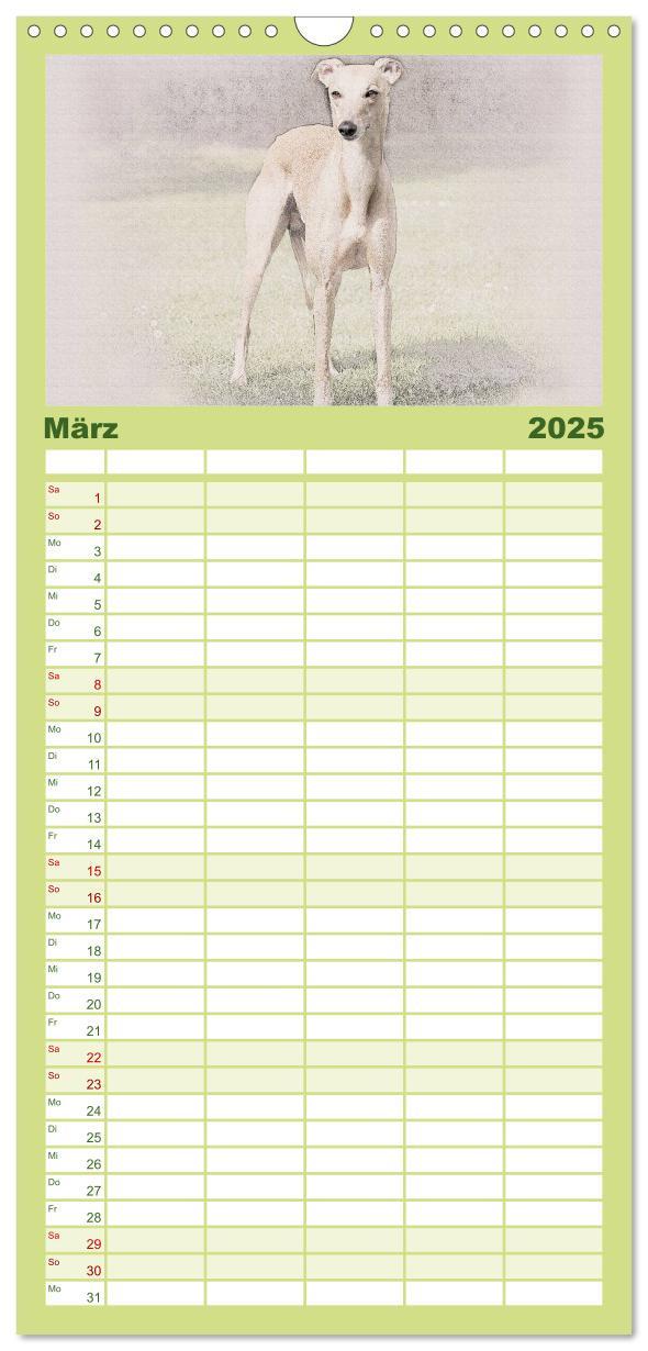 Bild: 9783457121146 | Familienplaner 2025 - Whippet 2025 mit 5 Spalten (Wandkalender, 21...