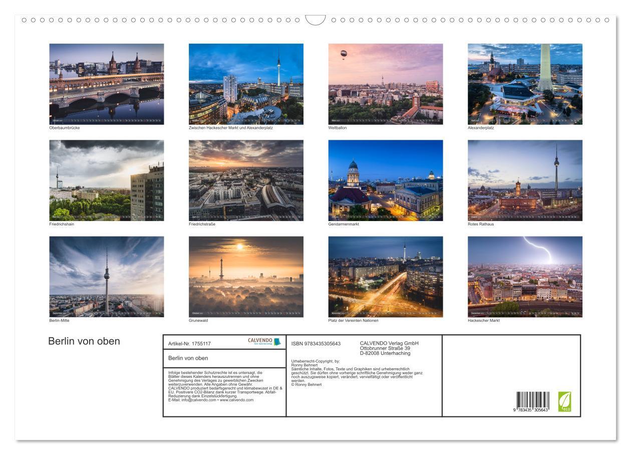 Bild: 9783435305643 | Berlin von oben (Wandkalender 2025 DIN A2 quer), CALVENDO...