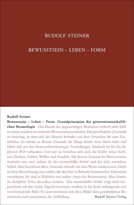 Cover: 9783727408915 | Bewusstsein - Leben - Form | Rudolf Steiner | Buch | 334 S. | Deutsch