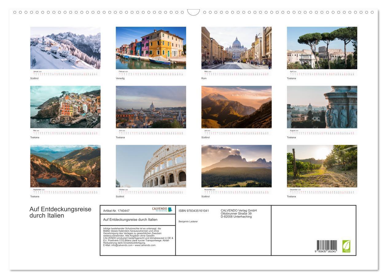 Bild: 9783435161041 | Auf Entdeckungsreise durch Italien (Wandkalender 2025 DIN A2 quer),...