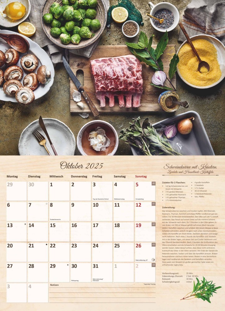 Bild: 4251732344610 | Alpha Edition - Culinaria 2025 Der große Küchenkalender, 42x29cm...