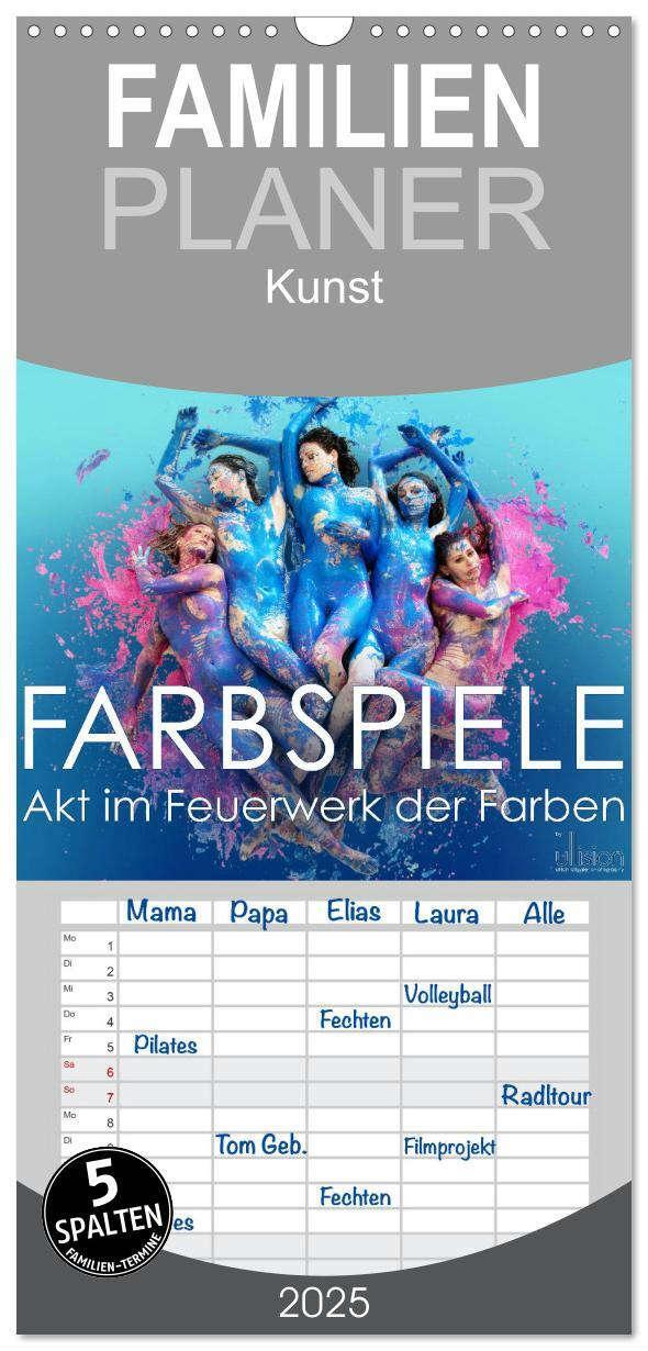 Cover: 9783457109083 | Familienplaner 2025 - FARBSPIELE - Akt im Feuerwerk der Farben mit...