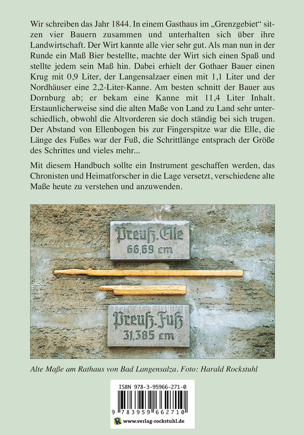 Rückseite: 9783959662710 | HANDBUCH - Alte Maße und ihre Umrechnung - Thüringen - Preußen -...
