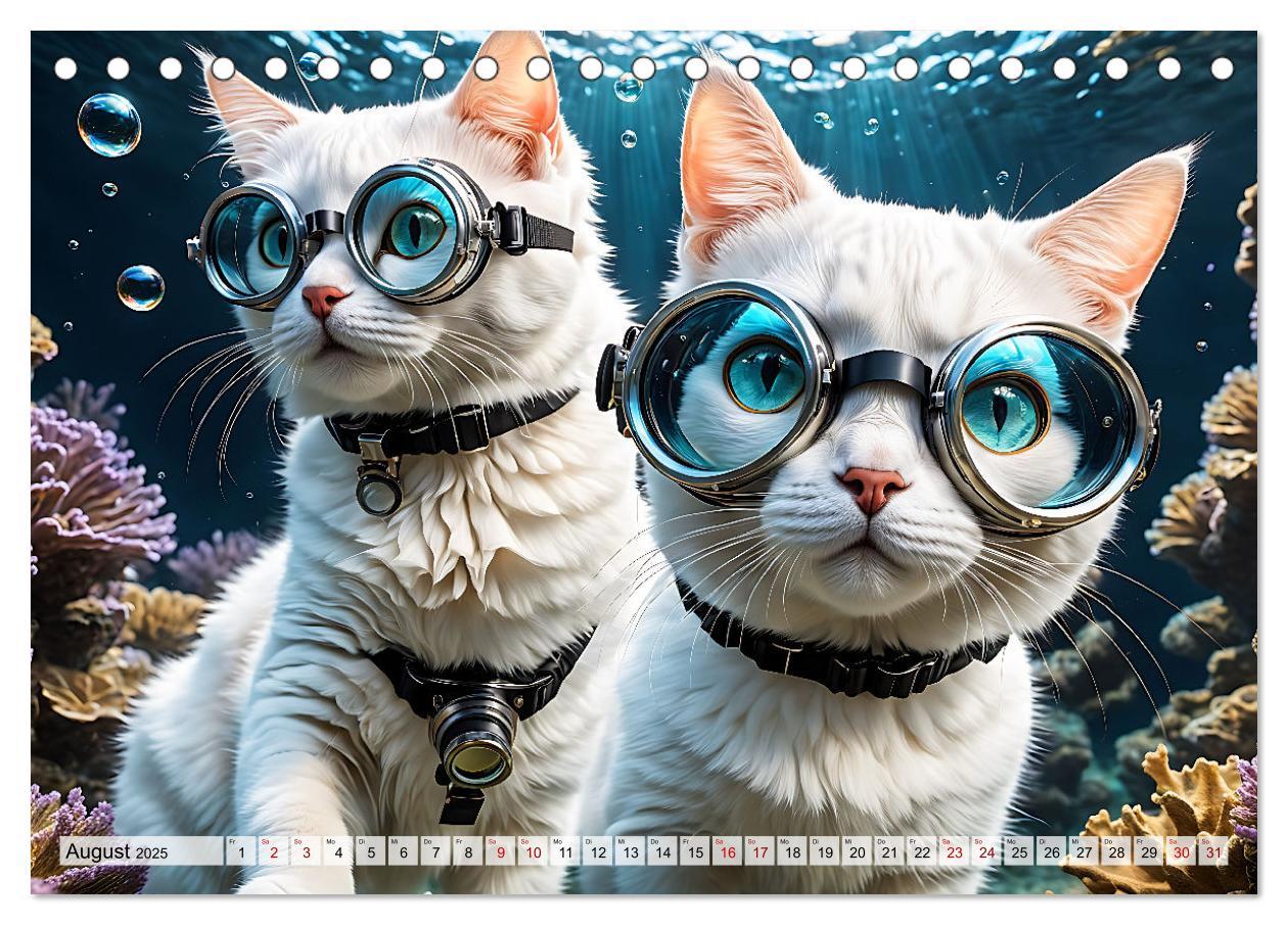 Bild: 9783383843945 | Katzen unter Wasser (Tischkalender 2025 DIN A5 quer), CALVENDO...