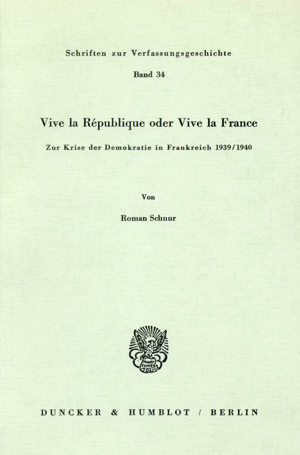 Cover: 9783428052851 | Vive la République oder Vive la France. | Roman Schnur | Taschenbuch