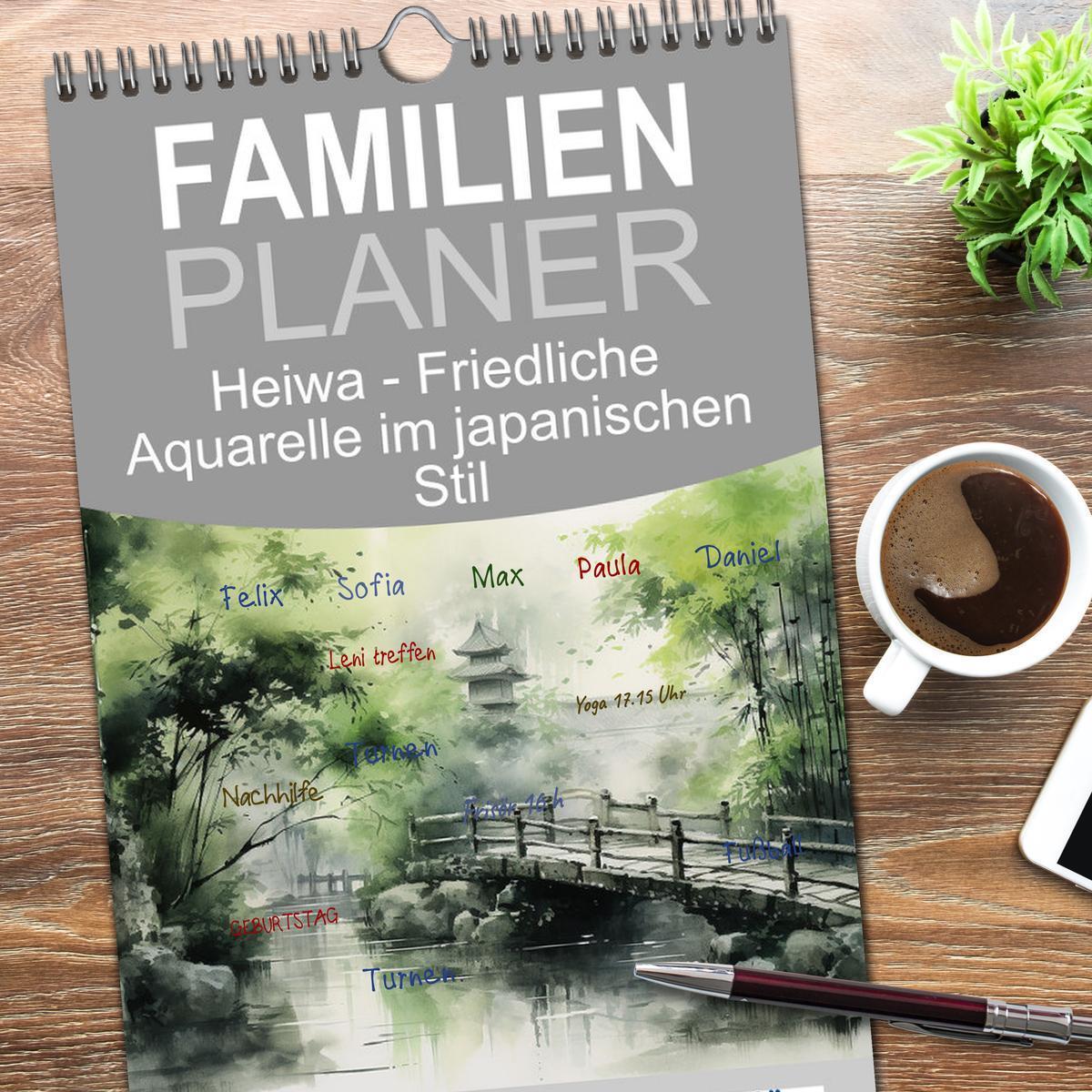 Bild: 9783457190562 | Familienplaner 2025 - Heiwa - Friedliche Aquarelle im japanischen...