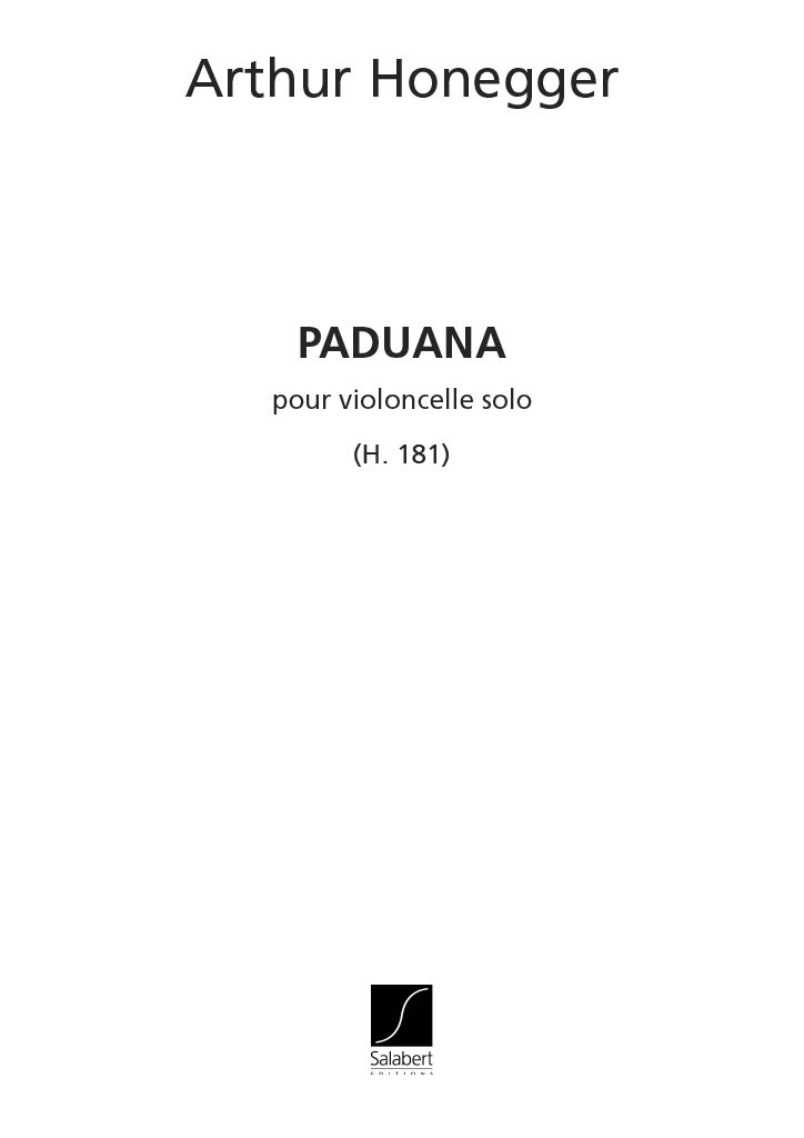 Cover: 9790048030992 | Paduana | Arthur Honegger | Partitur | Editions Salabert