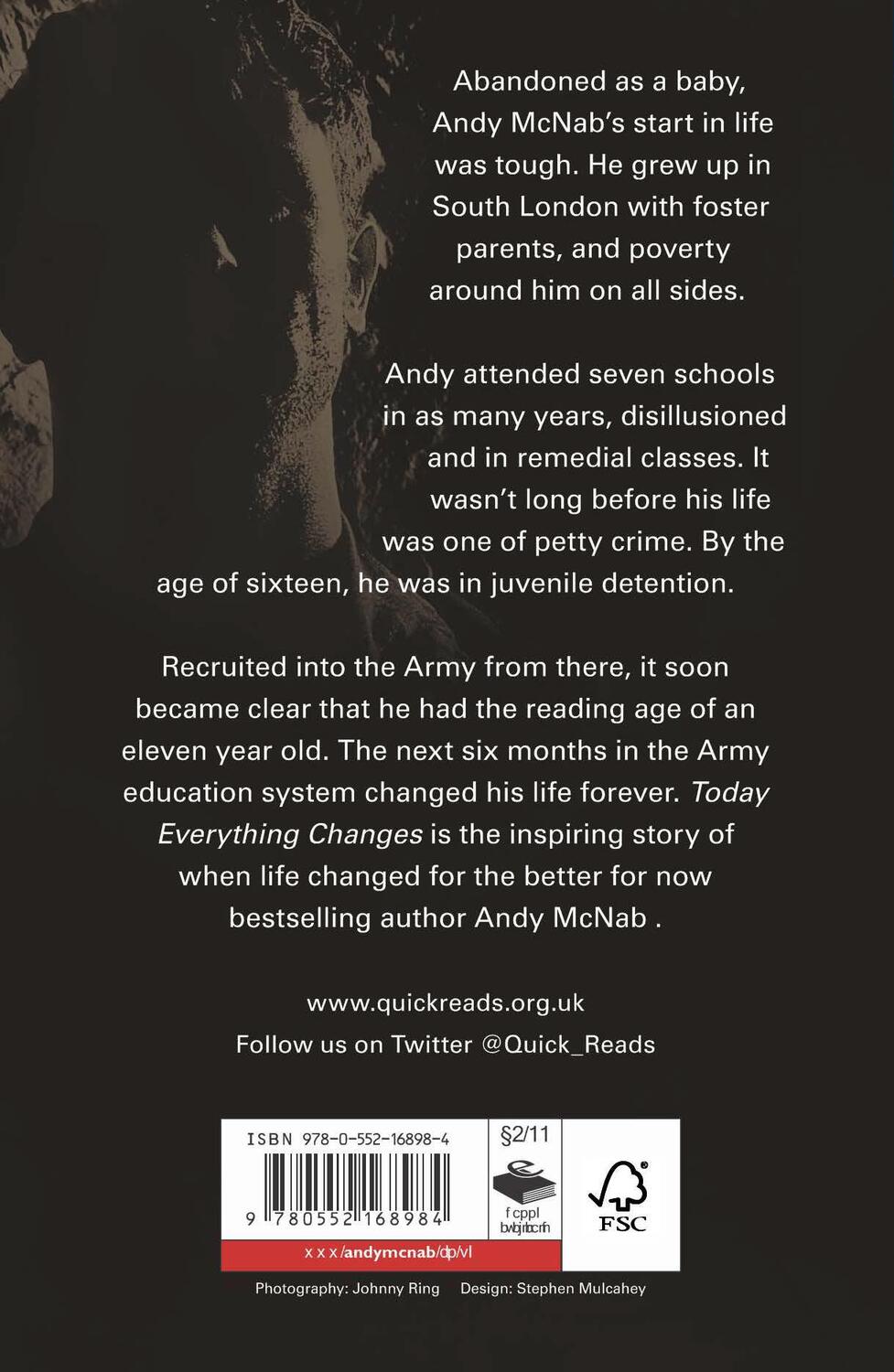 Rückseite: 9780552168984 | Today Everything Changes | Quick Read | Andy McNab | Taschenbuch