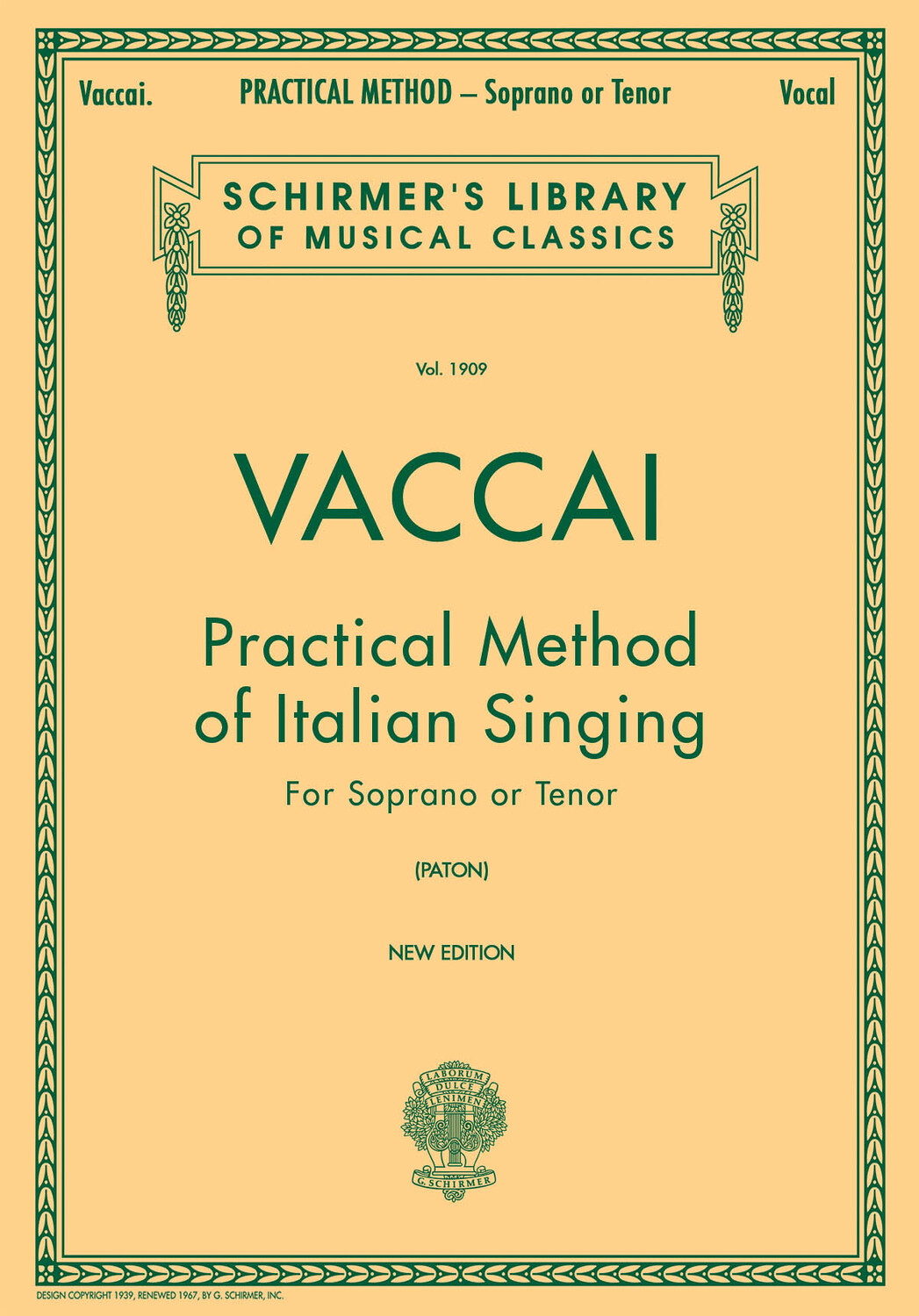 Cover: 73999628005 | Practical Method of Italian Singing | Nicola Vaccai | Vocal Method