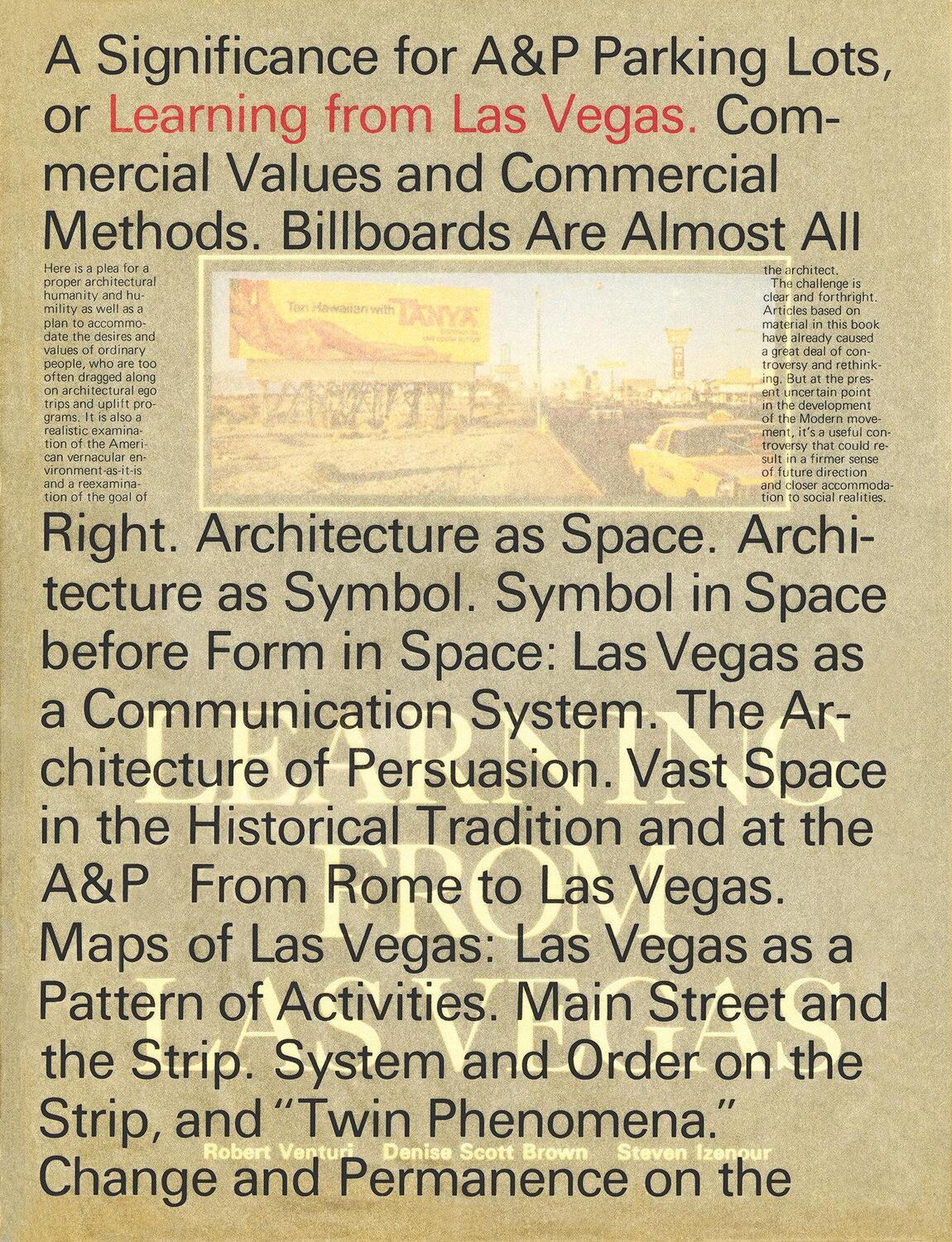 Cover: 9780262036962 | Learning From Las Vegas | Facsimile Edition | Robert Venturi (u. a.)