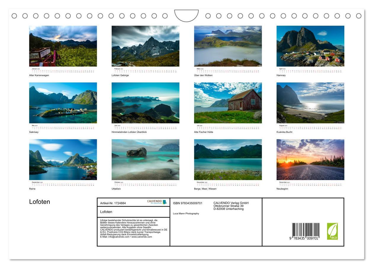 Bild: 9783435009701 | Lofoten (Wandkalender 2025 DIN A4 quer), CALVENDO Monatskalender