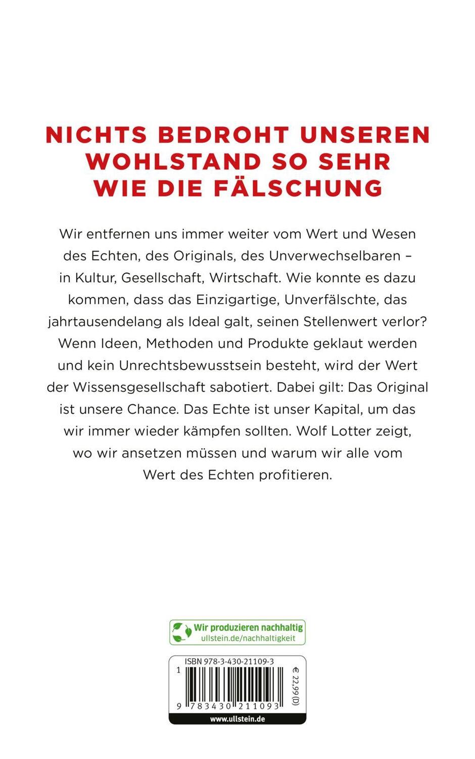 Rückseite: 9783430211093 | Echt | Wolf Lotter | Buch | 224 S. | Deutsch | 2024 | Econ