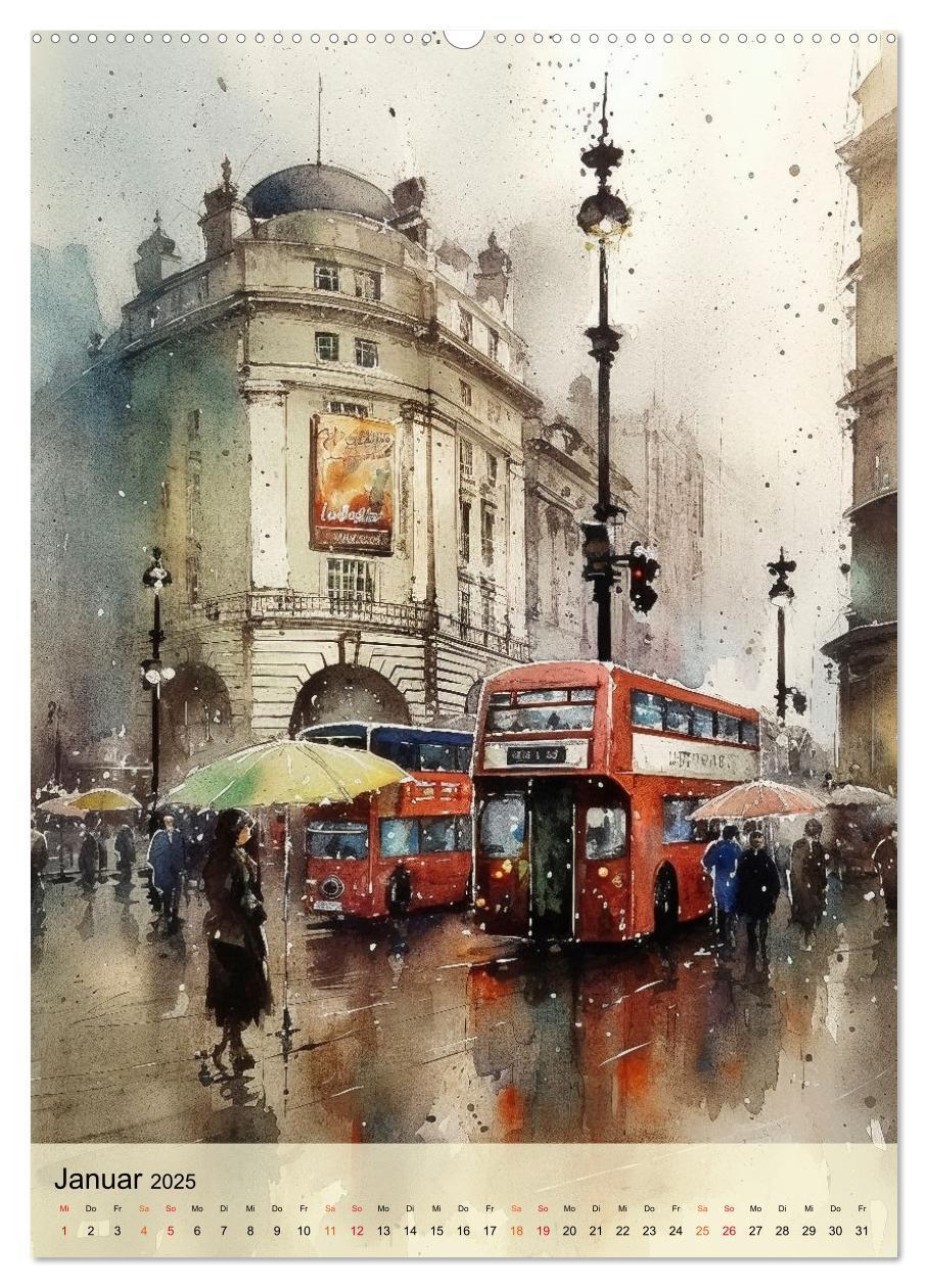 Bild: 9783435876389 | London - ein Regentag (Wandkalender 2025 DIN A2 hoch), CALVENDO...