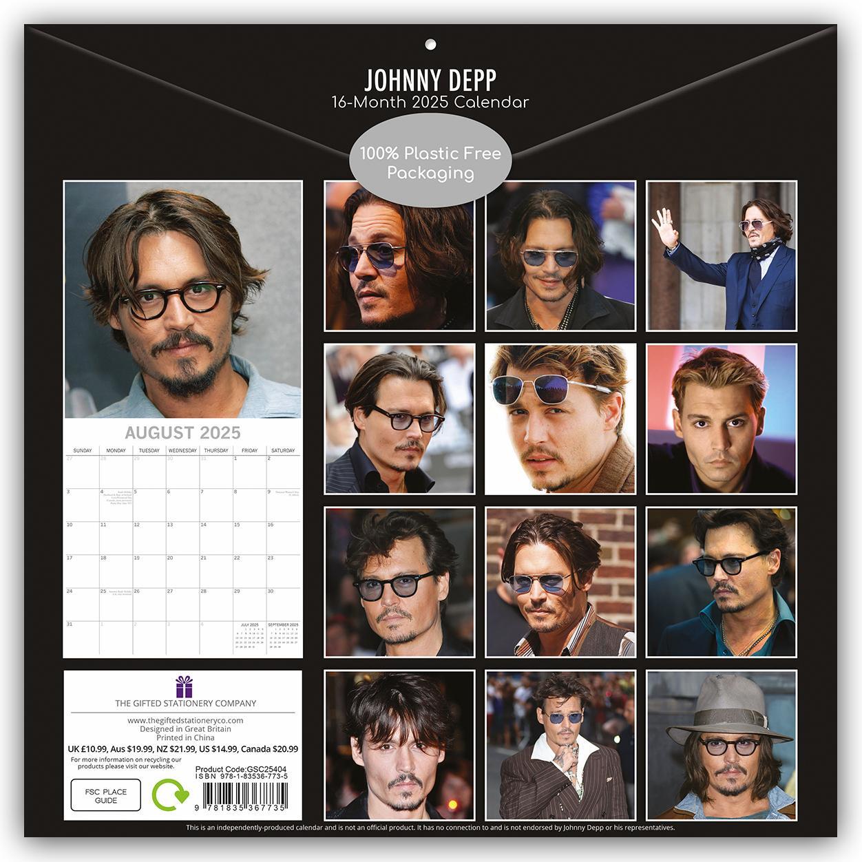 Rückseite: 9781835367735 | Johnny Depp 2025 - 16-Monatskalender | The Gifted | Kalender | 14 S.