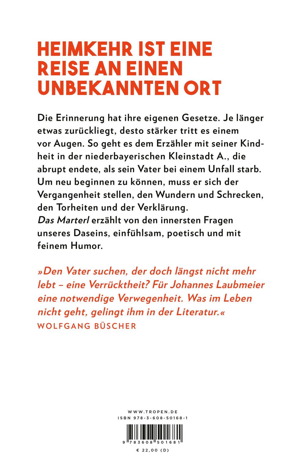 Rückseite: 9783608501681 | Das Marterl | Johannes Laubmeier | Buch | Deutsch | 2022 | Tropen