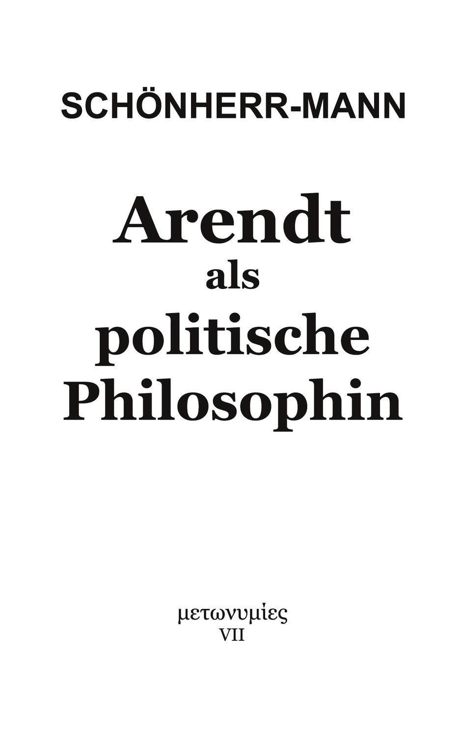 Cover: 9783751907187 | Arendt als politische Philosophin | Hans-Martin Schönherr-Mann | Buch