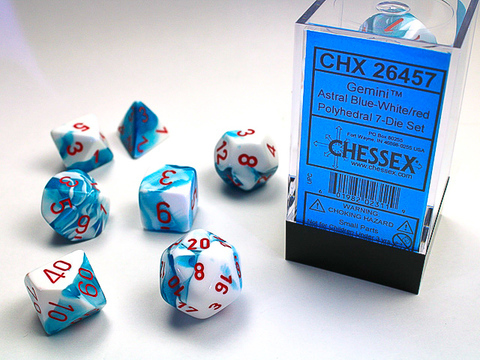 Cover: 601982023119 | Gemini® Polyhedral Astral Blue-White/red 7-Die Set | deutsch | Chessex