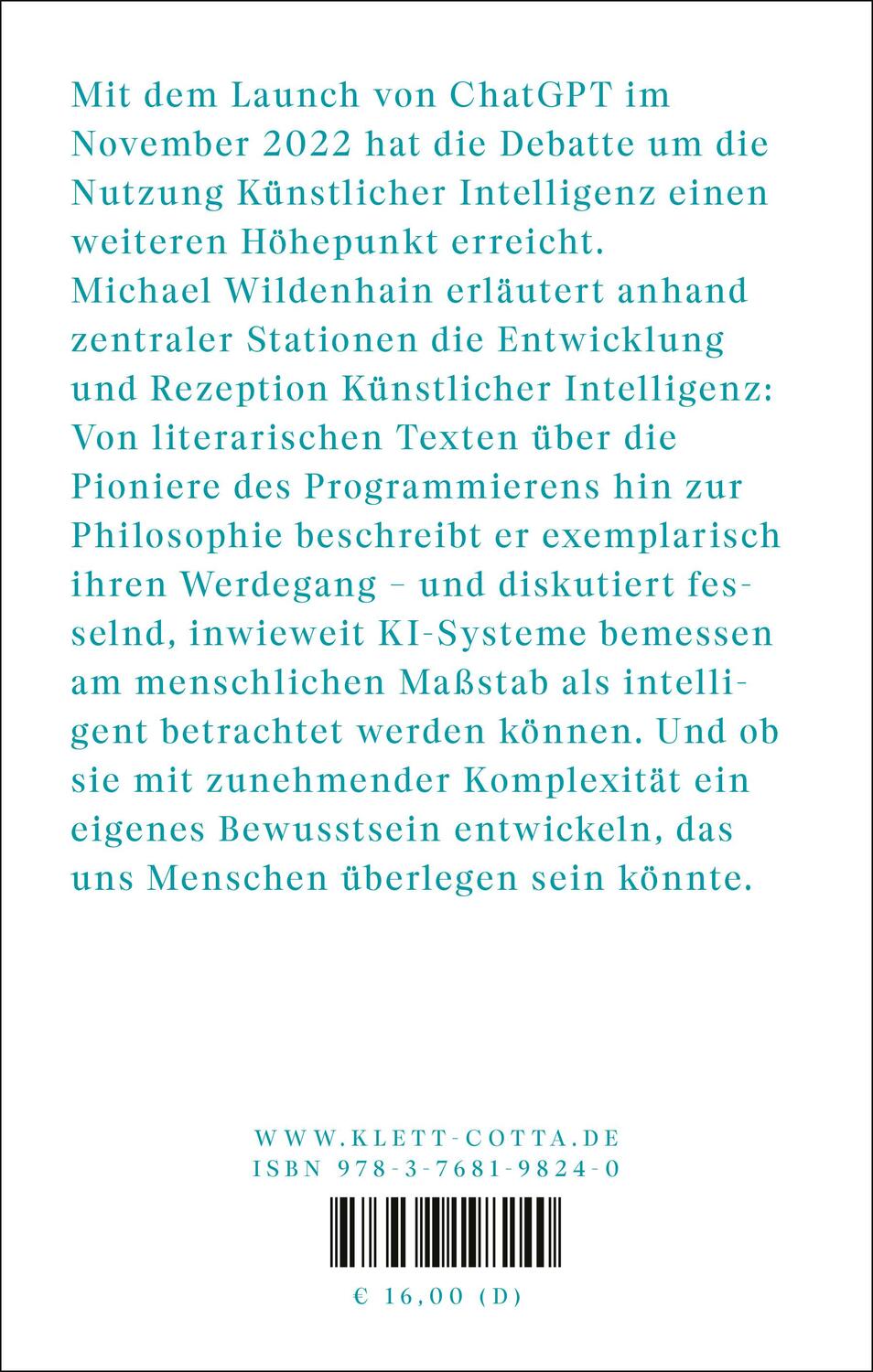 Rückseite: 9783768198240 | Eine kurze Geschichte der Künstlichen Intelligenz | Michael Wildenhain