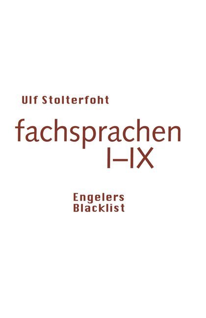 Cover: 9783906050584 | fachsprachen I-IX | Ulf Stolterfoht | Taschenbuch | 124 S. | Deutsch