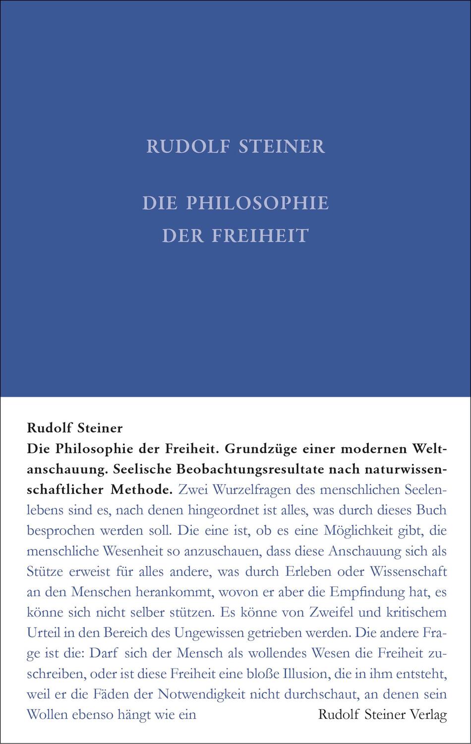 Cover: 9783727400414 | Die Philosophie der Freiheit | Rudolf Steiner | Buch | Deutsch | 2021