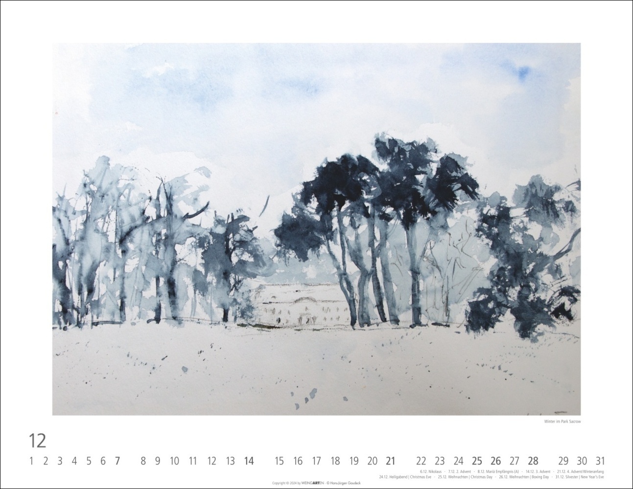 Bild: 9783839901540 | Zwischen Himmel und Erde Kalender 2025 - Aquarelle von Hans-Jürgen...